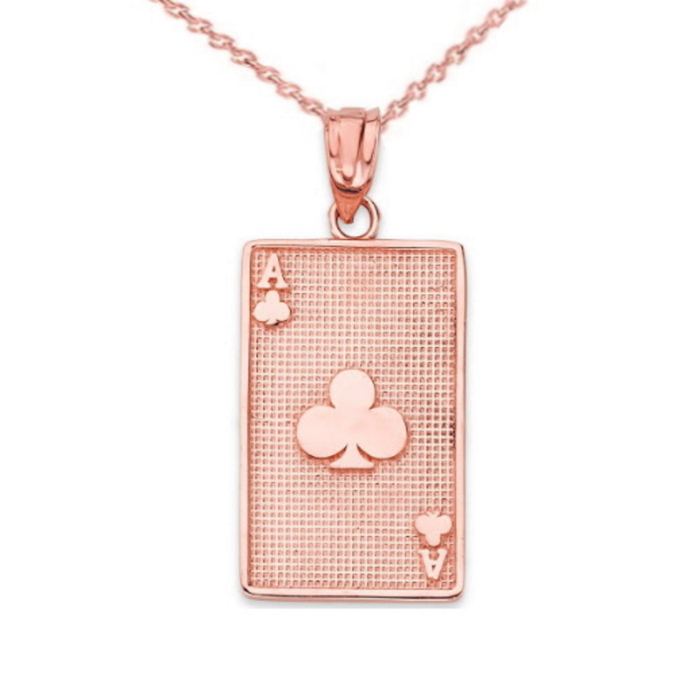 Gold Ace of Clubs Card Pendant Necklace, view 4
