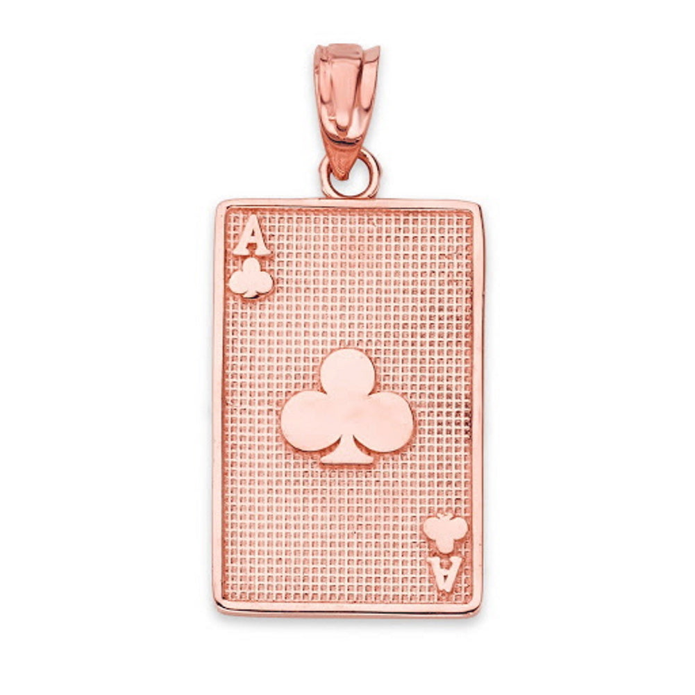 Gold Ace of Clubs Card Pendant Necklace, view 5