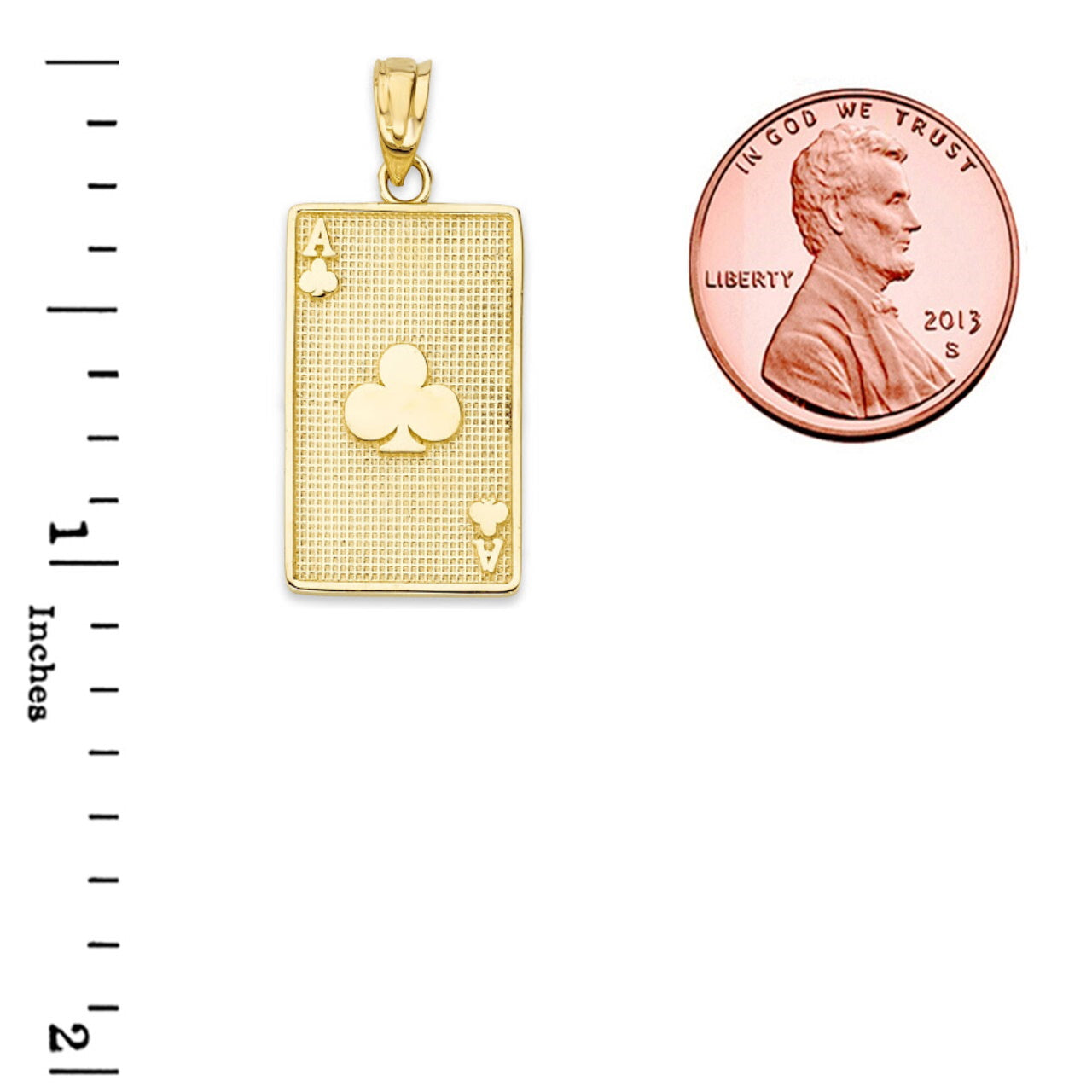 Gold Ace of Clubs Card Pendant Necklace, view 8