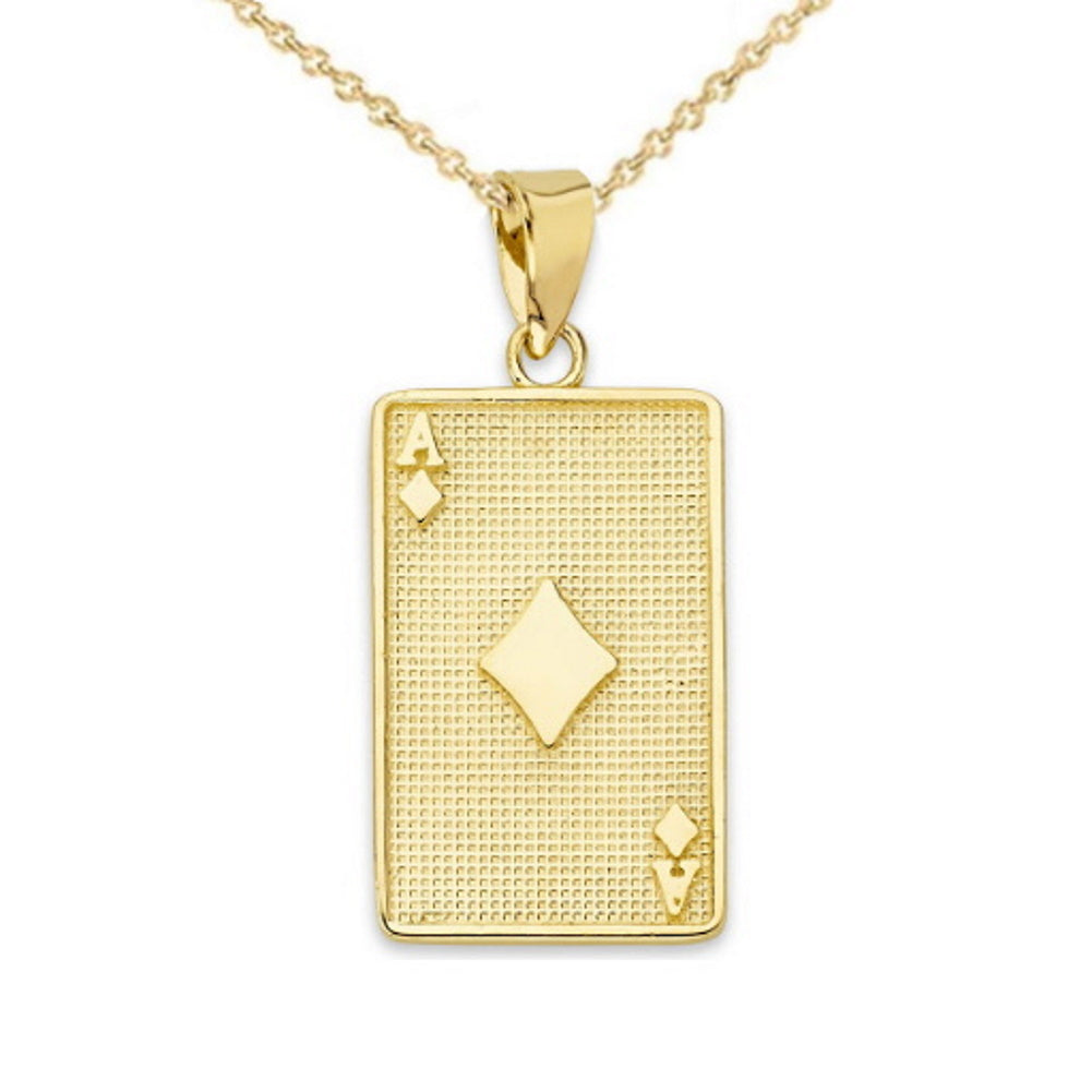 Gold Ace of Diamonds Card Pendant Necklace, view 2