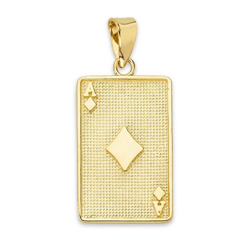 Gold Ace of Diamonds Card Pendant Necklace, view 3