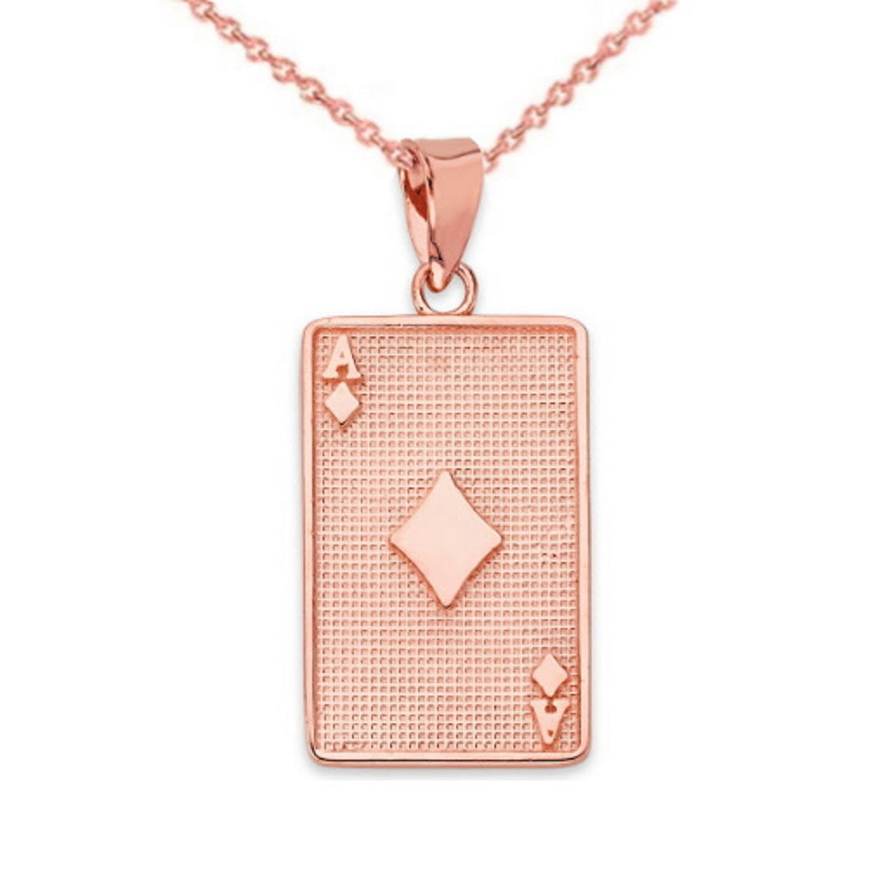 Gold Ace of Diamonds Card Pendant Necklace, view 4