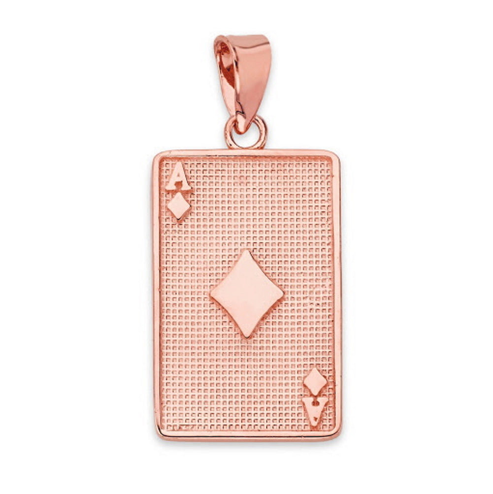 Gold Ace of Diamonds Card Pendant Necklace, view 5