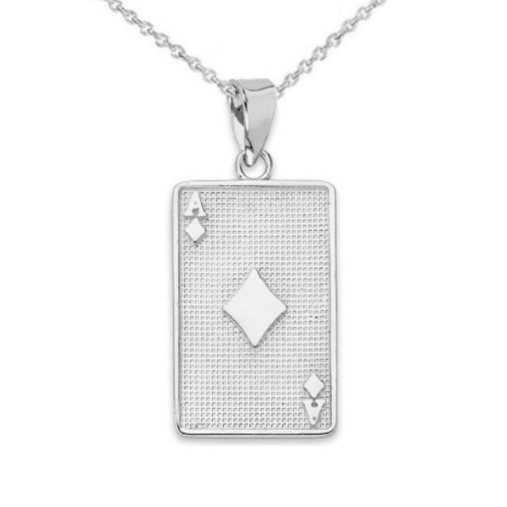 Gold Ace of Diamonds Card Pendant Necklace, view 6