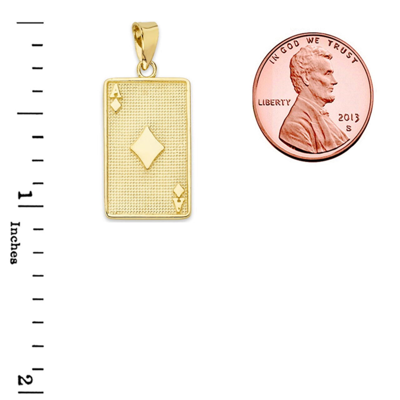 Gold Ace of Diamonds Card Pendant Necklace, view 8