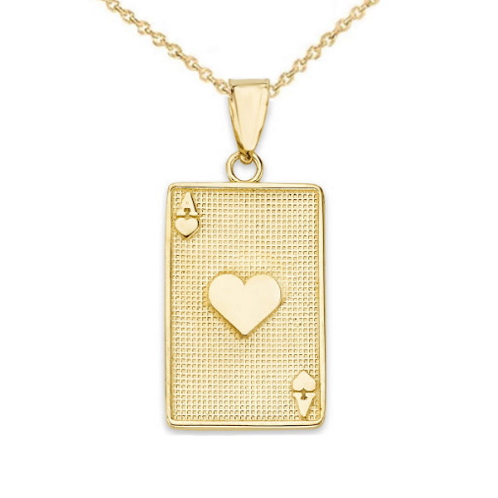 Gold Ace of Hearts Card Pendant Necklace, view 2