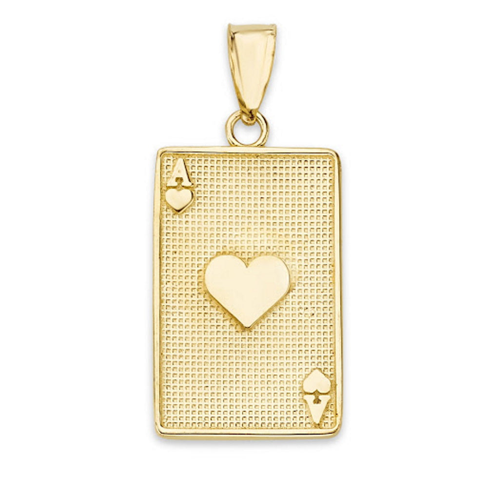 Gold Ace of Hearts Card Pendant Necklace, view 3