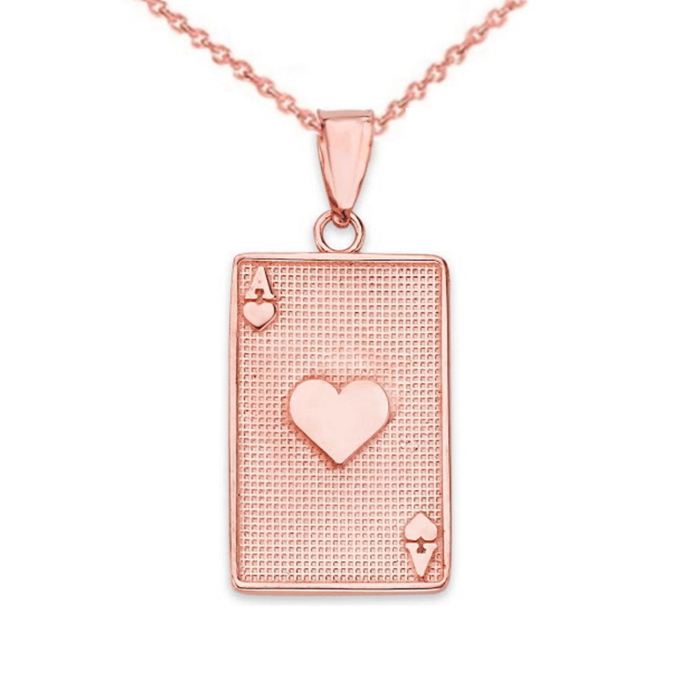Gold Ace of Hearts Card Pendant Necklace, view 4