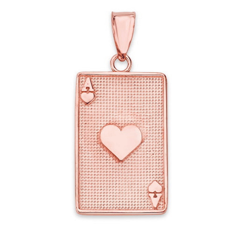 Gold Ace of Hearts Card Pendant Necklace, view 5