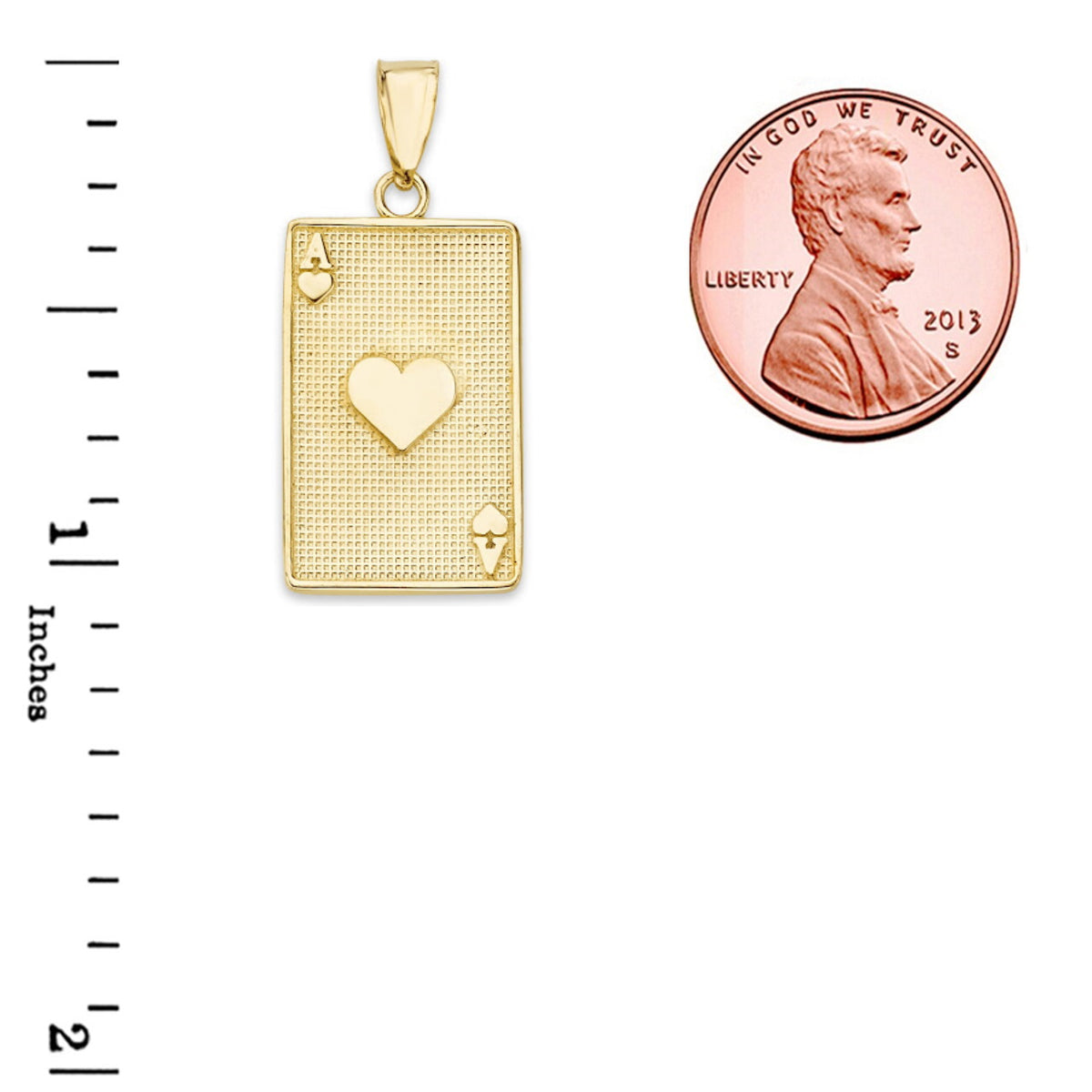 Gold Ace of Hearts Card Pendant Necklace, view 8