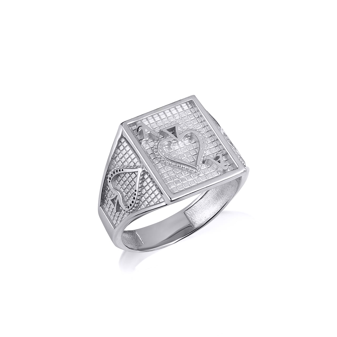 Gold Ace Of Spades Playing Cards Hammered Signet Ring, view 5