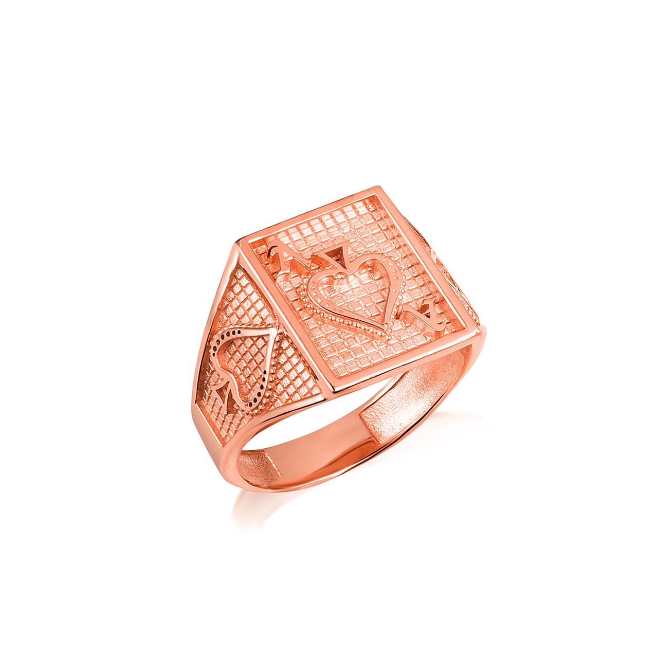 Gold Ace Of Spades Playing Cards Hammered Signet Ring, view 7