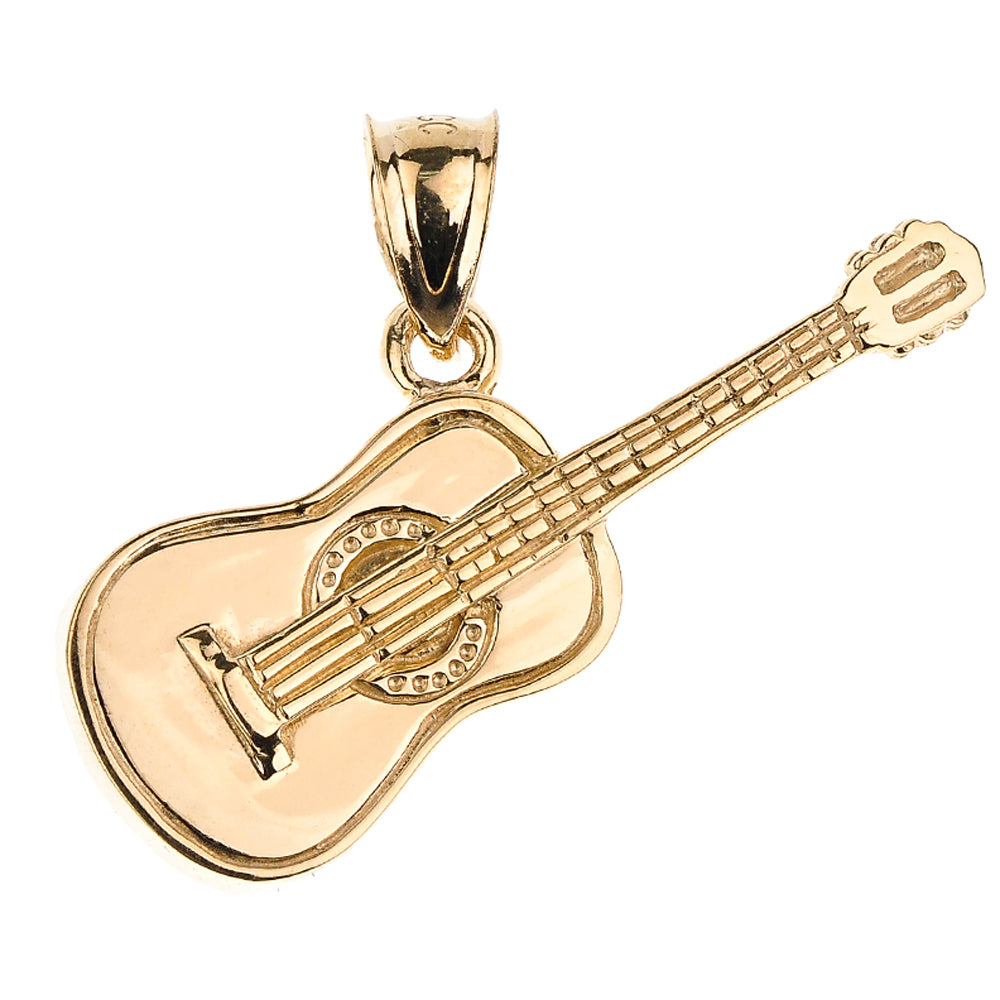 Gold Acoustic Guitar Pendant Necklace, view 2