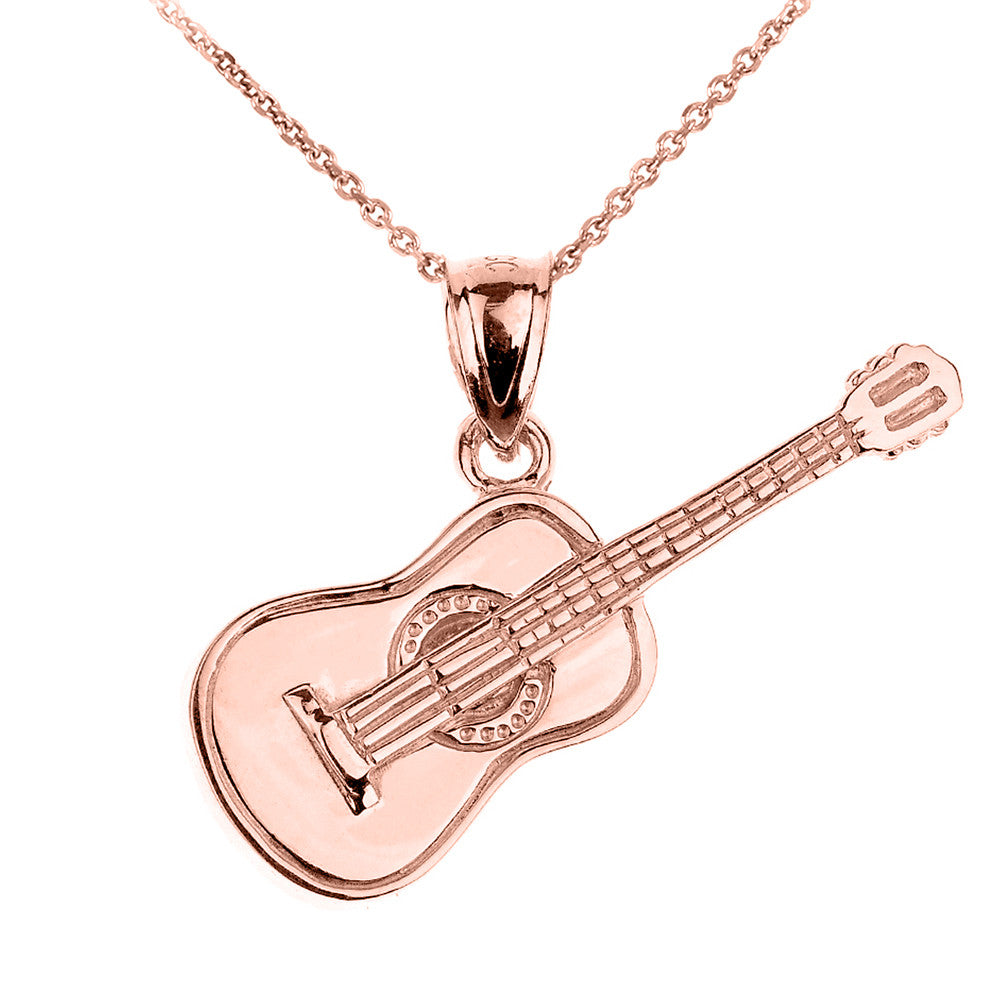 Gold Acoustic Guitar Pendant Necklace, view 4
