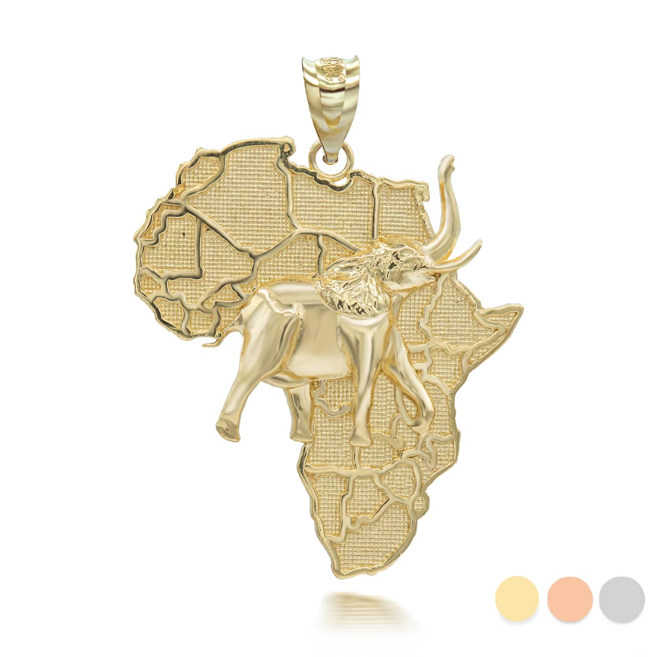 Gold Africa Map Elephant Pendant Necklace