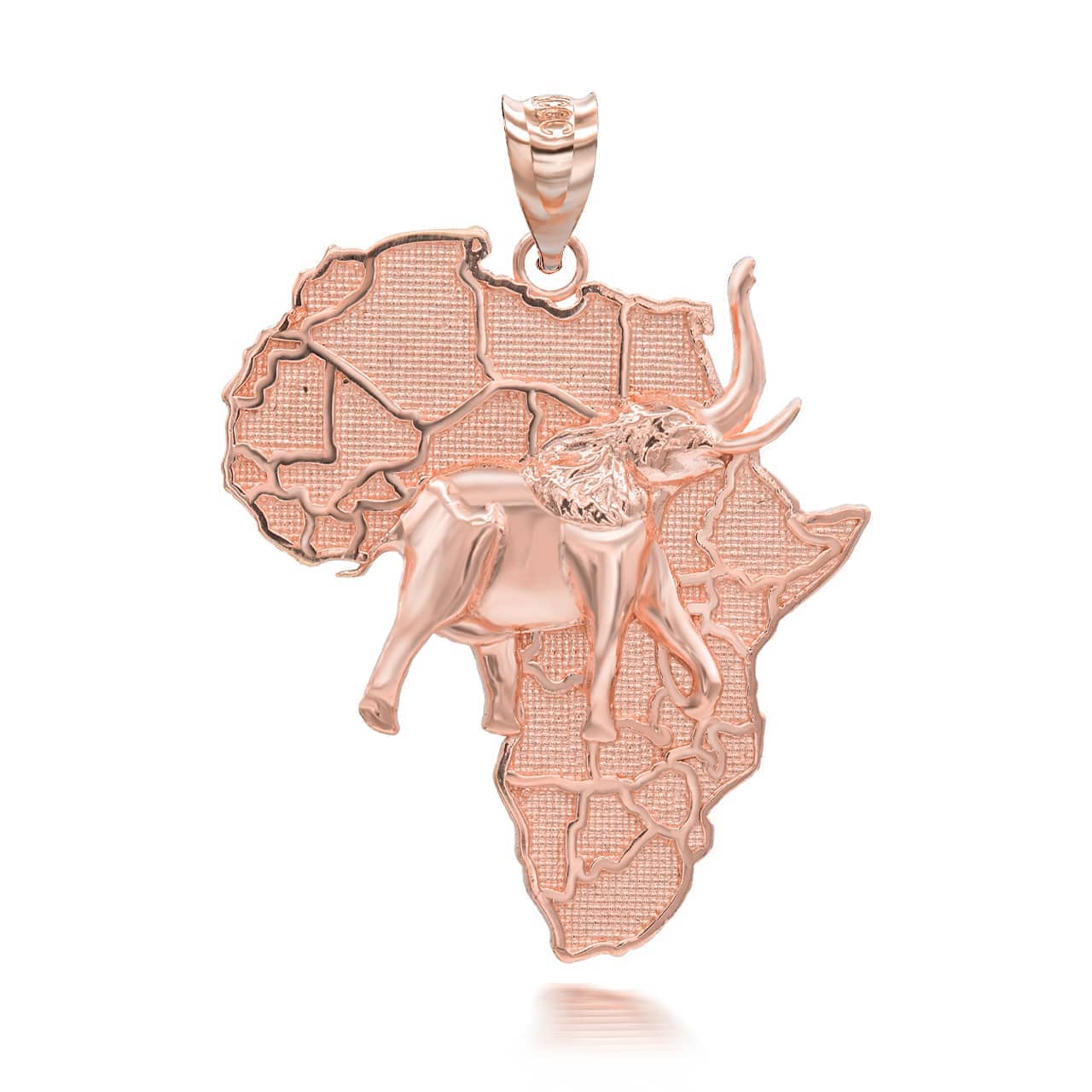 Gold Africa Map Elephant Pendant Necklace, view 4