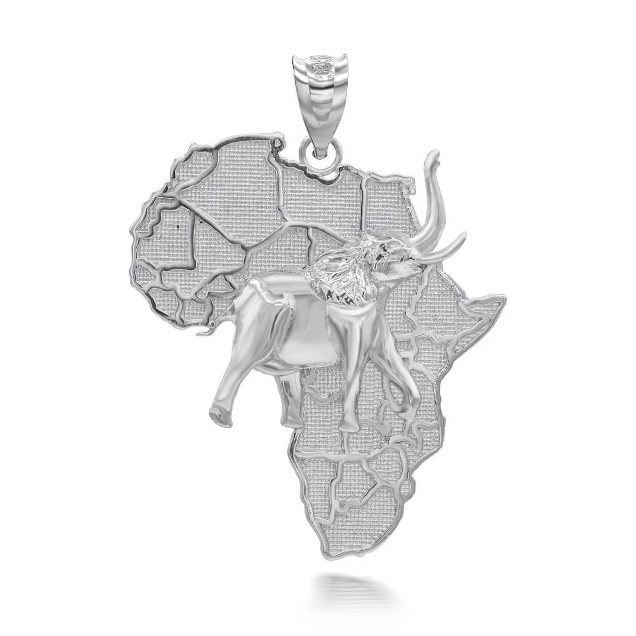 Gold Africa Map Elephant Pendant Necklace, view 6