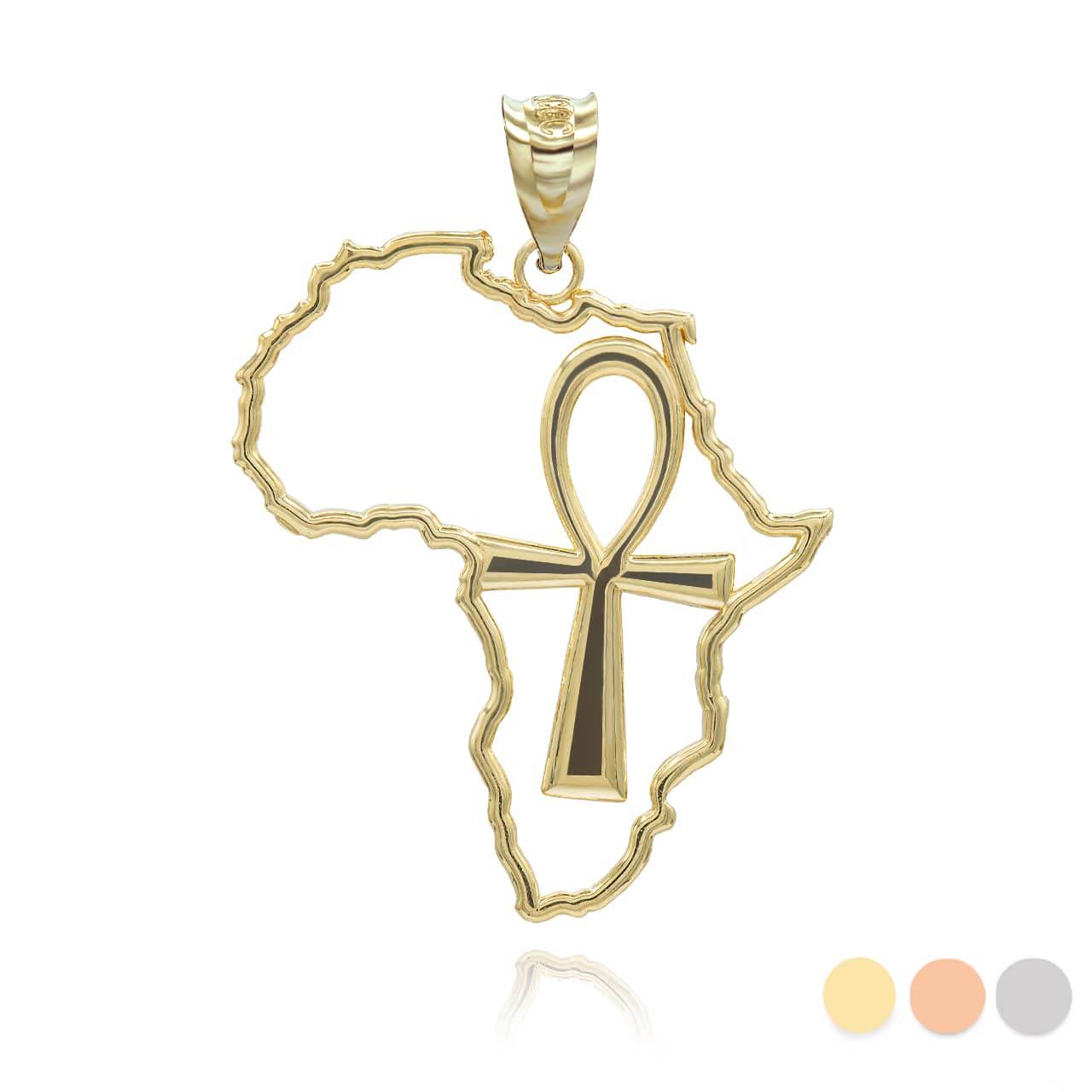 Gold African Continent Egyptian Ankh Pendant Necklace