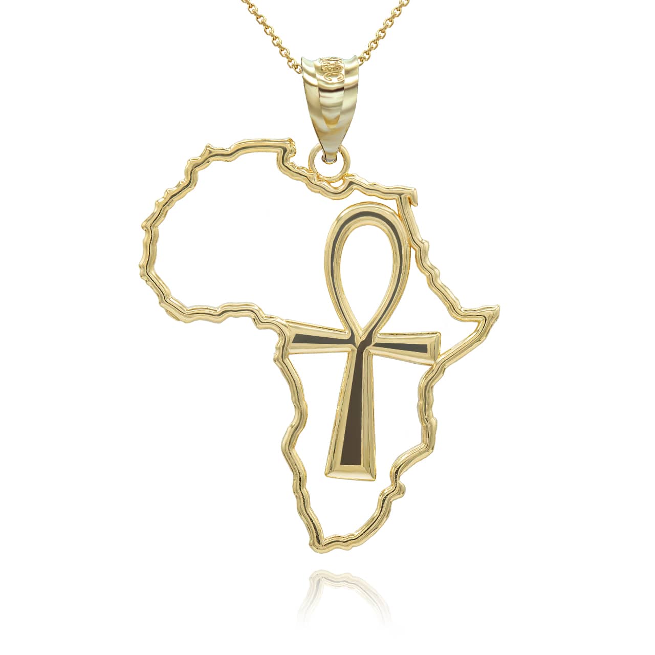Gold African Continent Egyptian Ankh Pendant Necklace, view 2