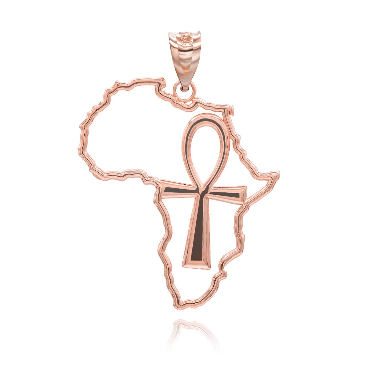 Gold African Continent Egyptian Ankh Pendant Necklace, view 4