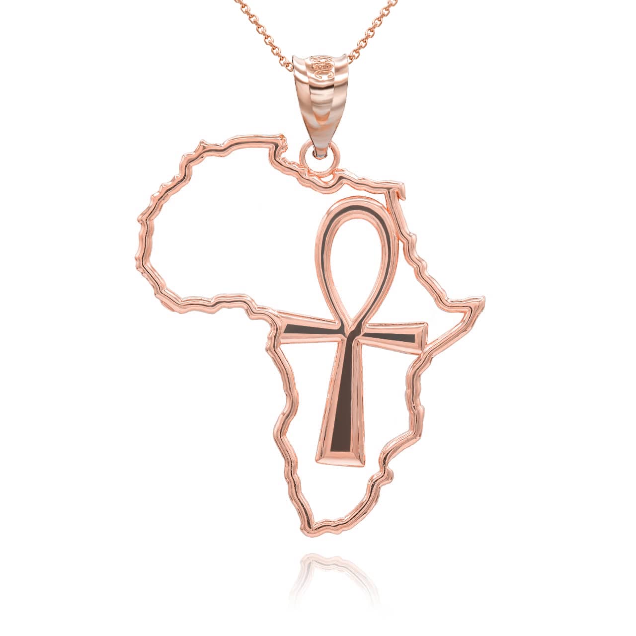 Gold African Continent Egyptian Ankh Pendant Necklace, view 5