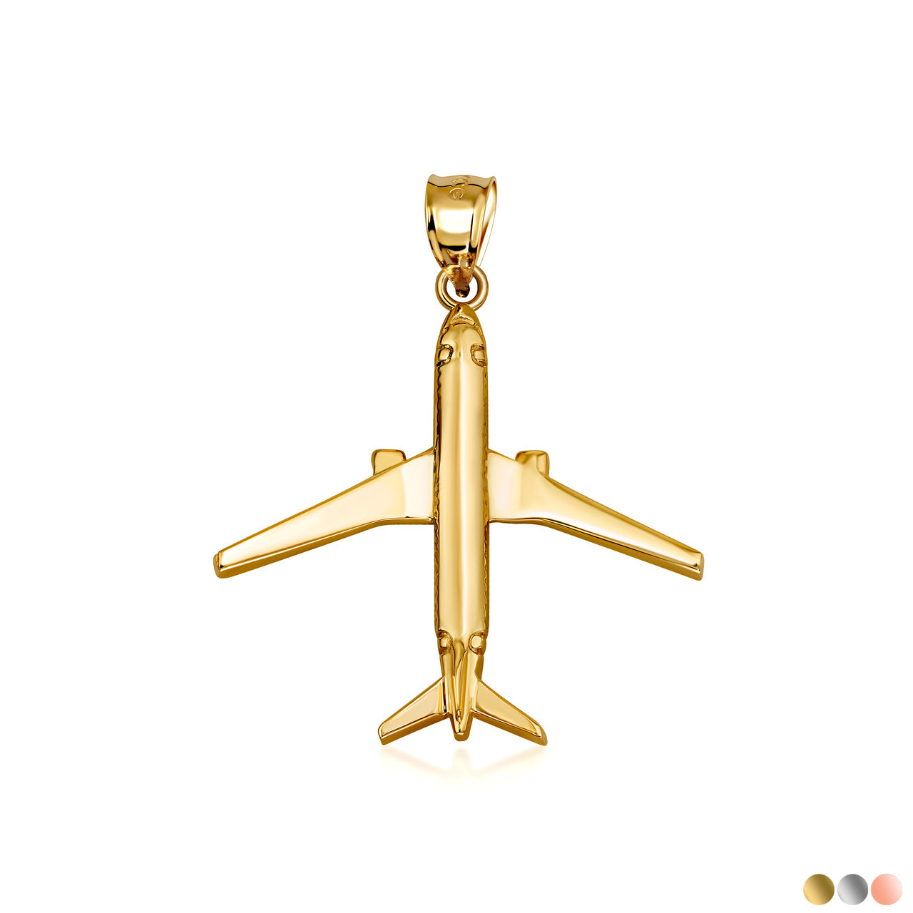 Gold Airplane Travel Charm Pendant Necklace