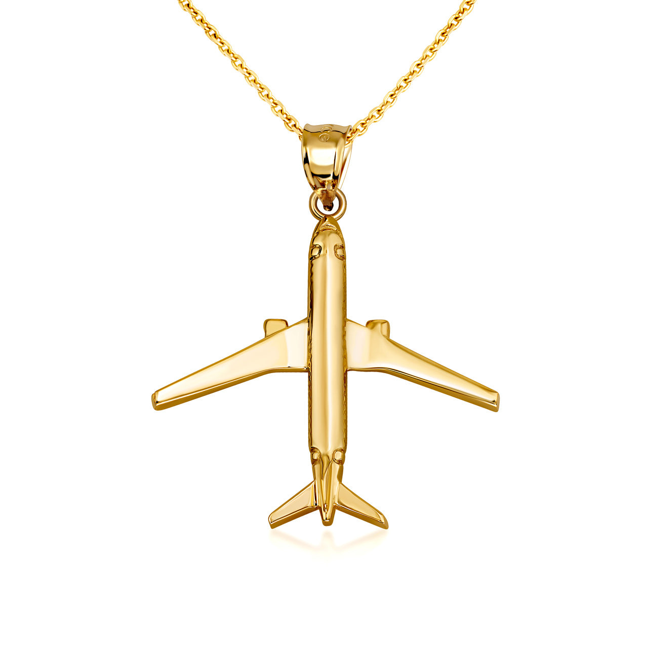 Gold Airplane Travel Charm Pendant Necklace, view 4