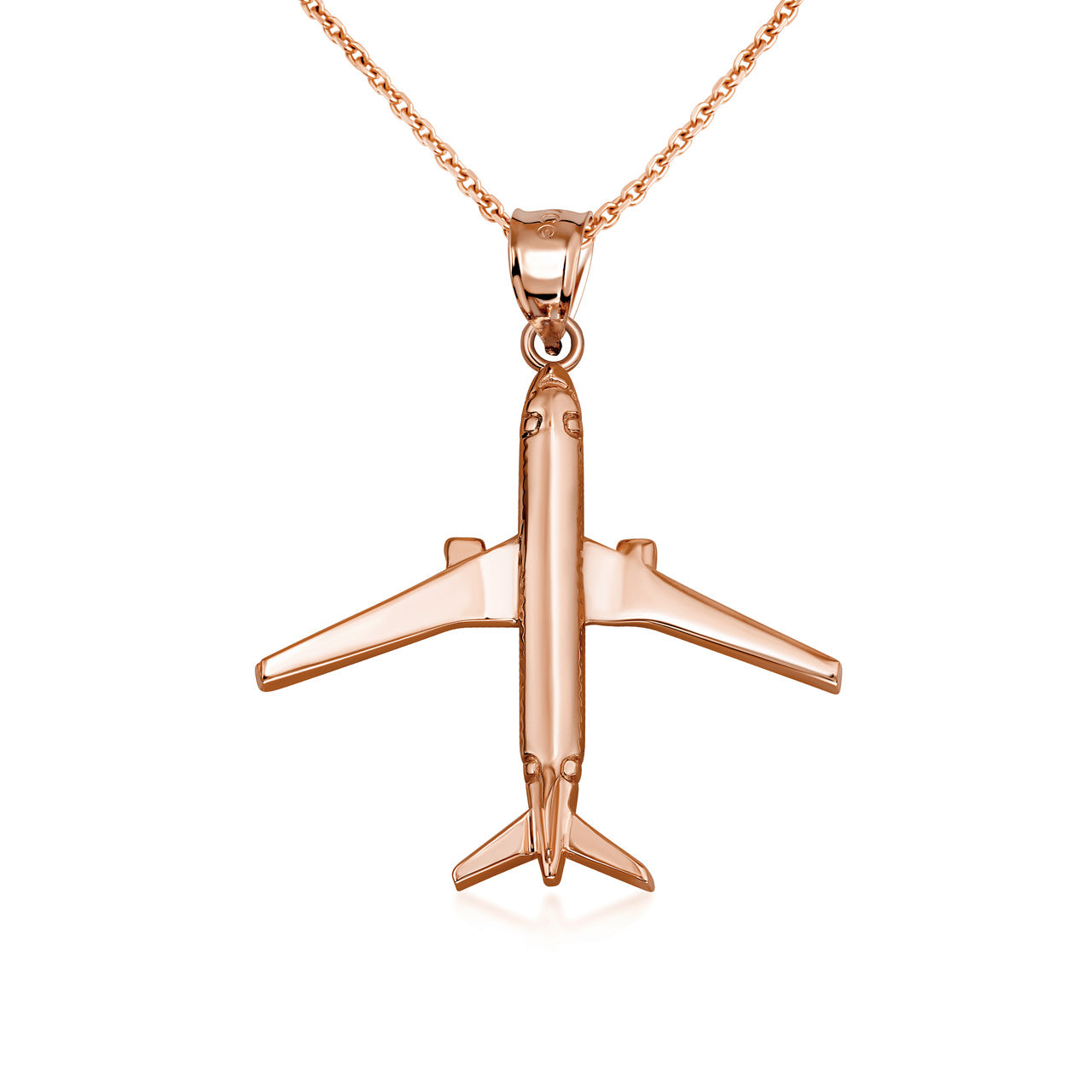 Gold Airplane Travel Charm Pendant Necklace, view 6