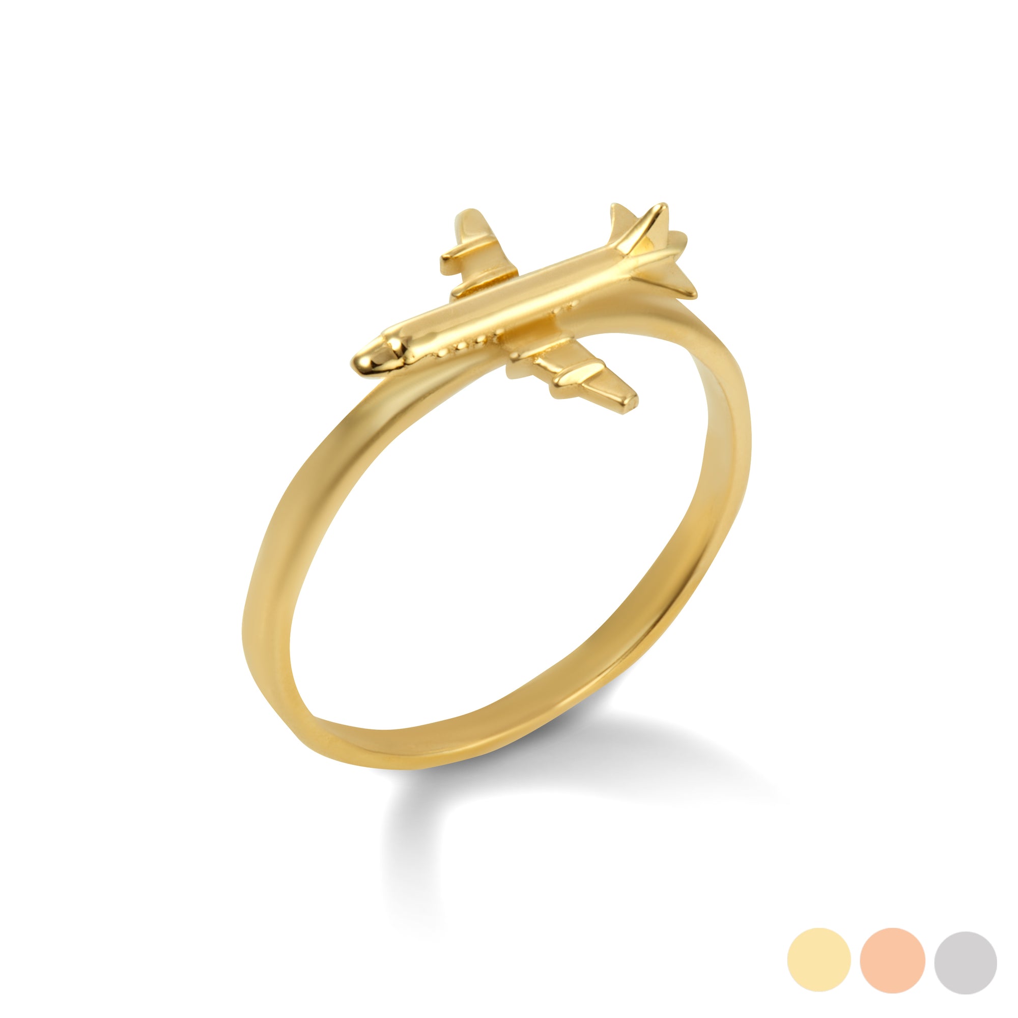 Gold Airplane Travel Ring