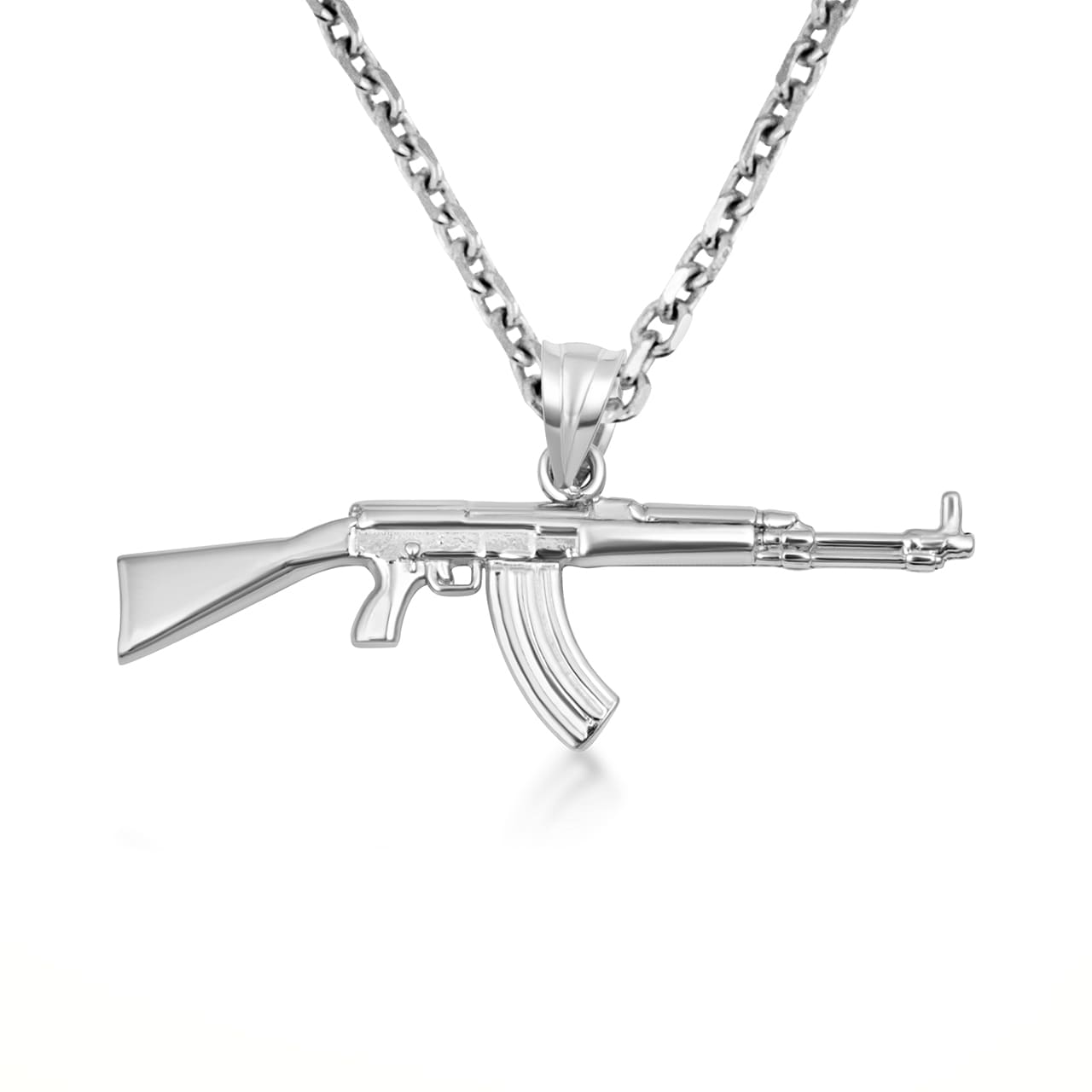 Gold AK-47 Assault Rifle Gun Pendant Necklace, view 7