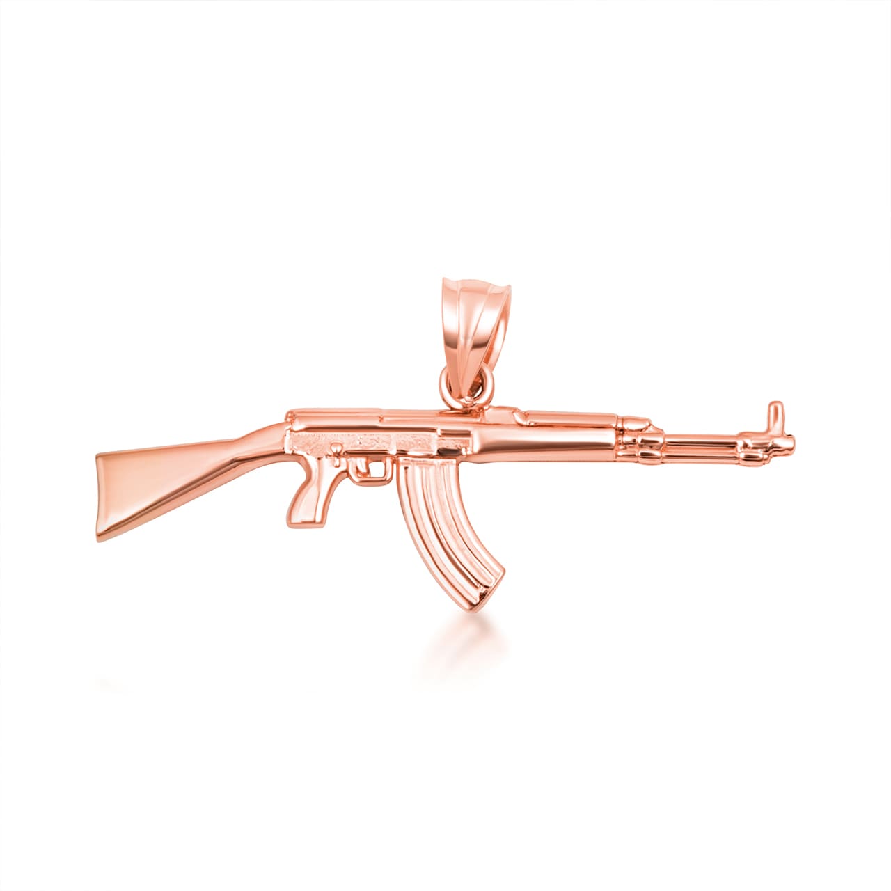 Gold AK-47 Assault Rifle Gun Pendant Necklace, view 8
