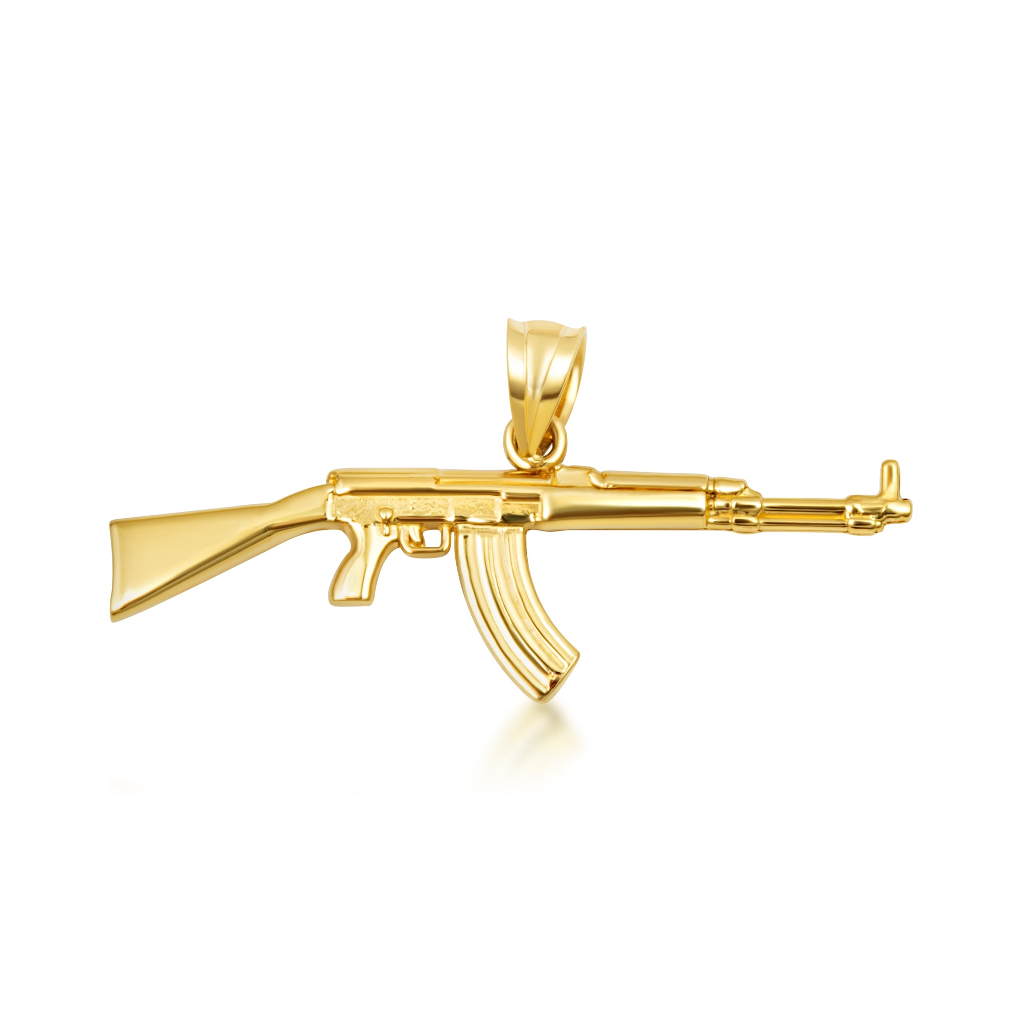 Gold AK-47 Assault Rifle Gun Pendant Necklace, view 10