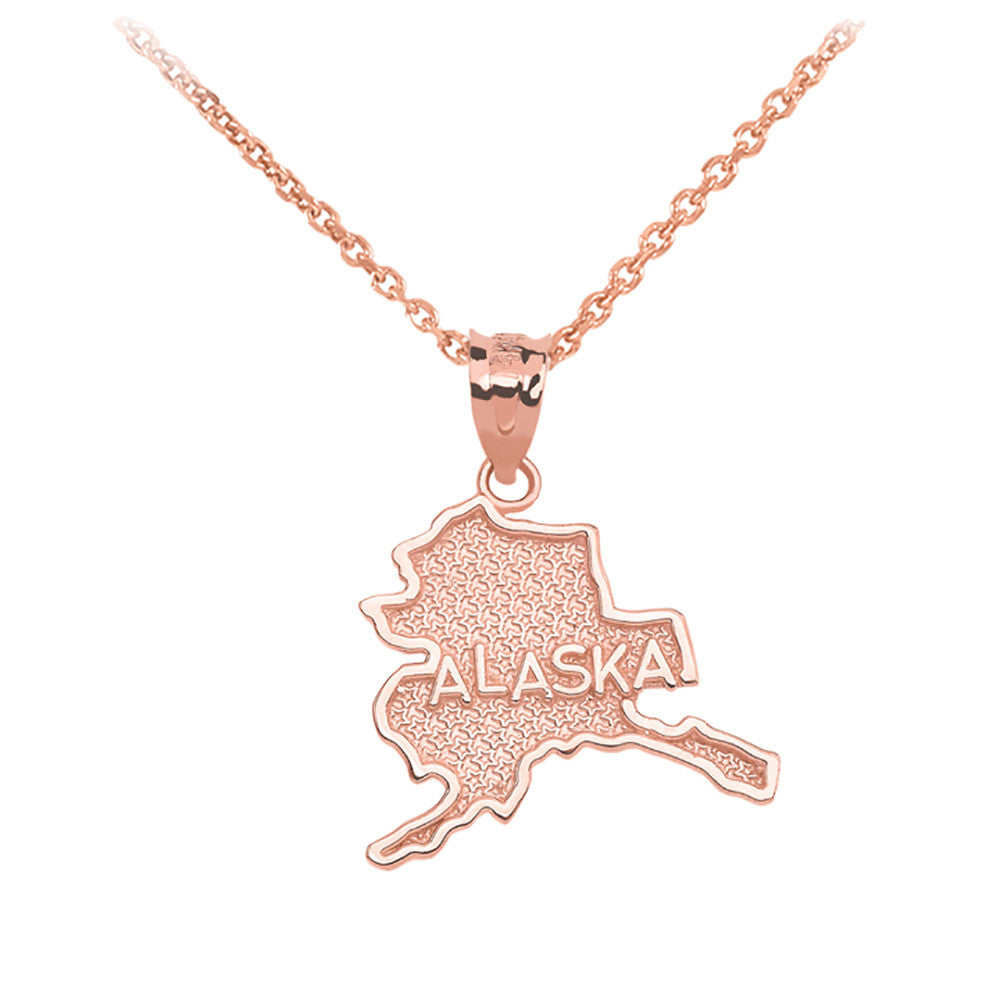 Gold Alaska State Map Pendant Necklace, view 2