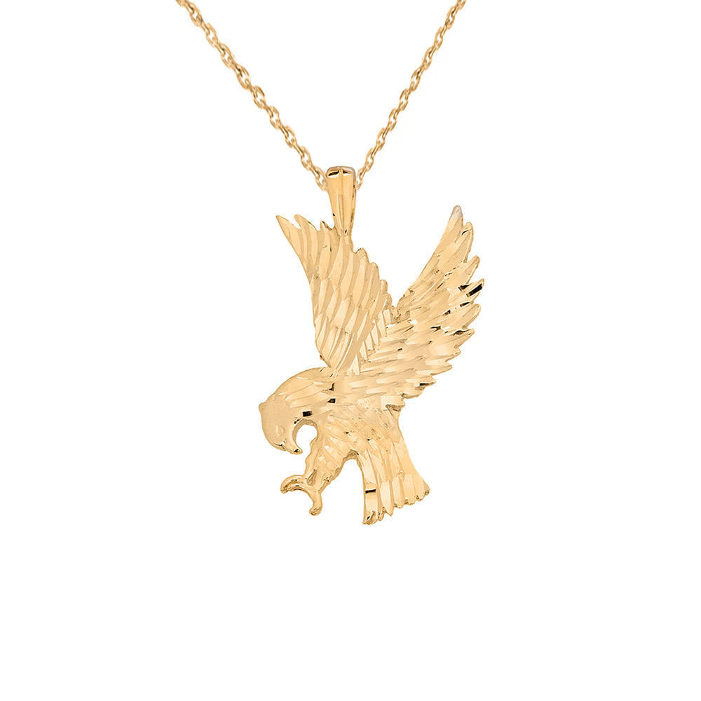 Gold American Eagle Pendant Necklace — Depth: 0.06
