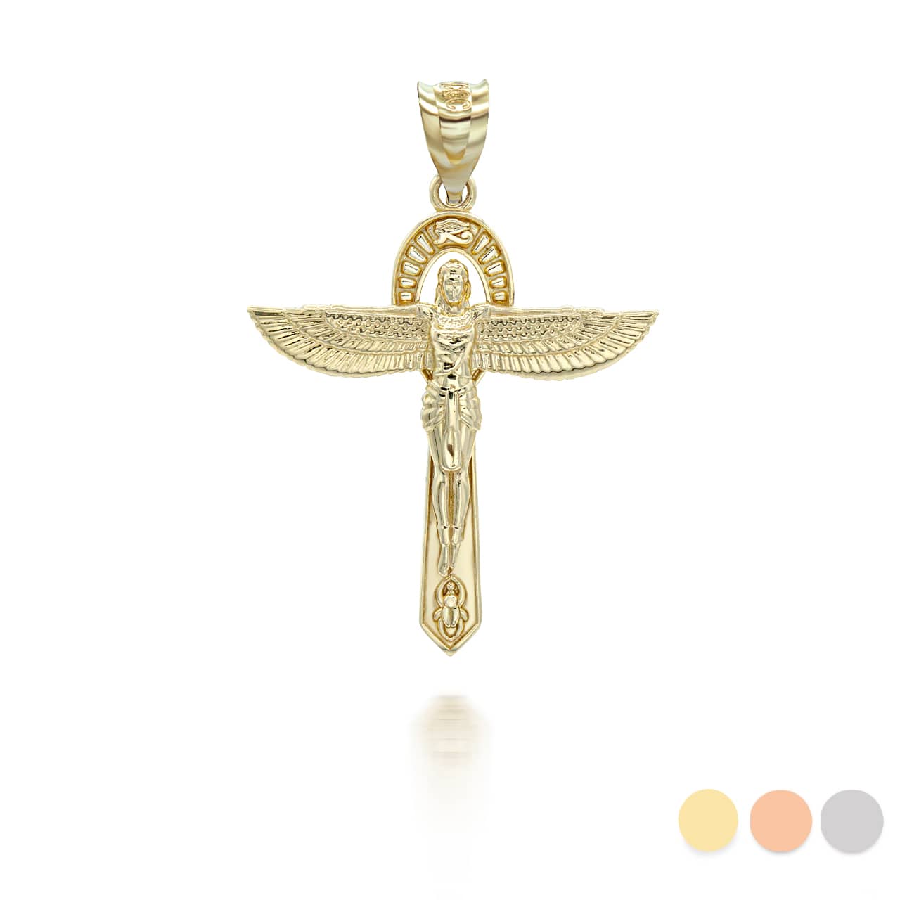 Gold Ancient Egyptian Goddess Isis Ankh Pendant Necklace