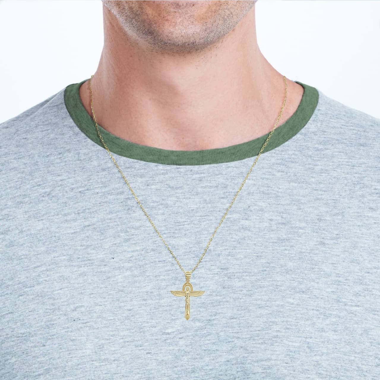 Gold Ancient Egyptian Goddess Isis Ankh Pendant Necklace, view 3