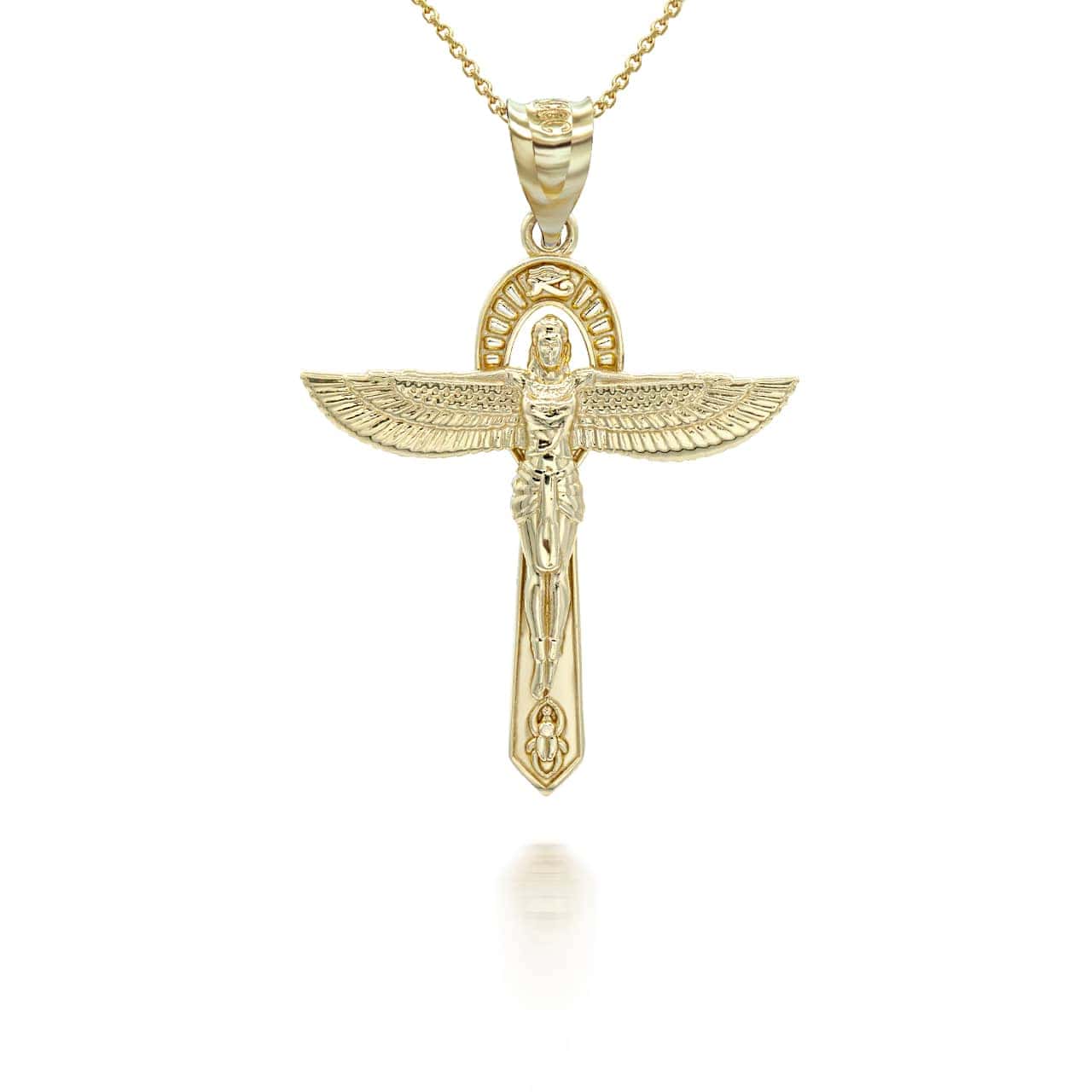 Gold Ancient Egyptian Goddess Isis Ankh Pendant Necklace, view 4