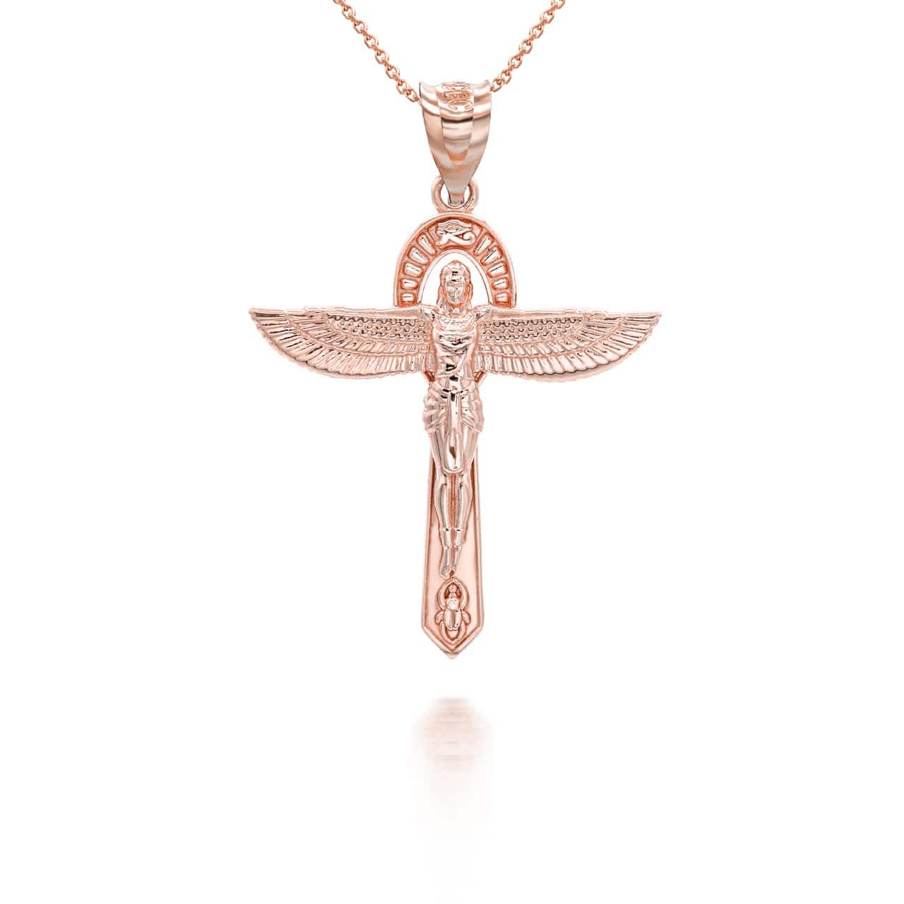 Gold Ancient Egyptian Goddess Isis Ankh Pendant Necklace, view 6