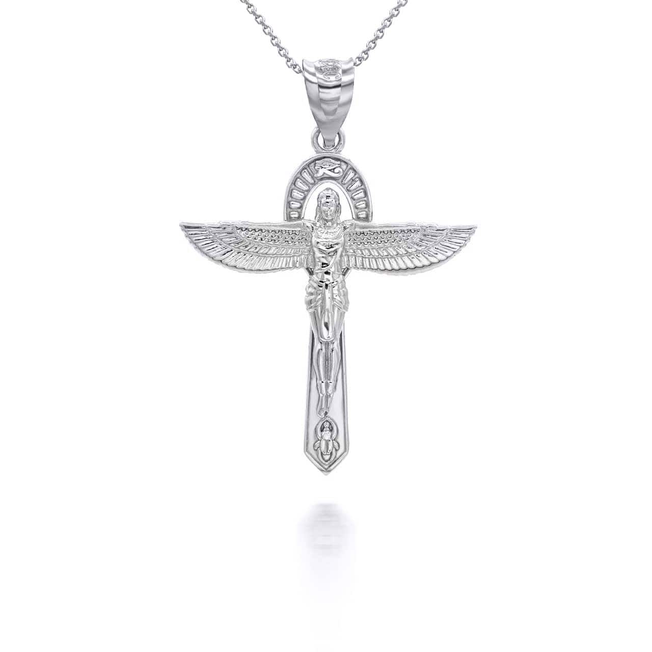 Gold Ancient Egyptian Goddess Isis Ankh Pendant Necklace, view 8