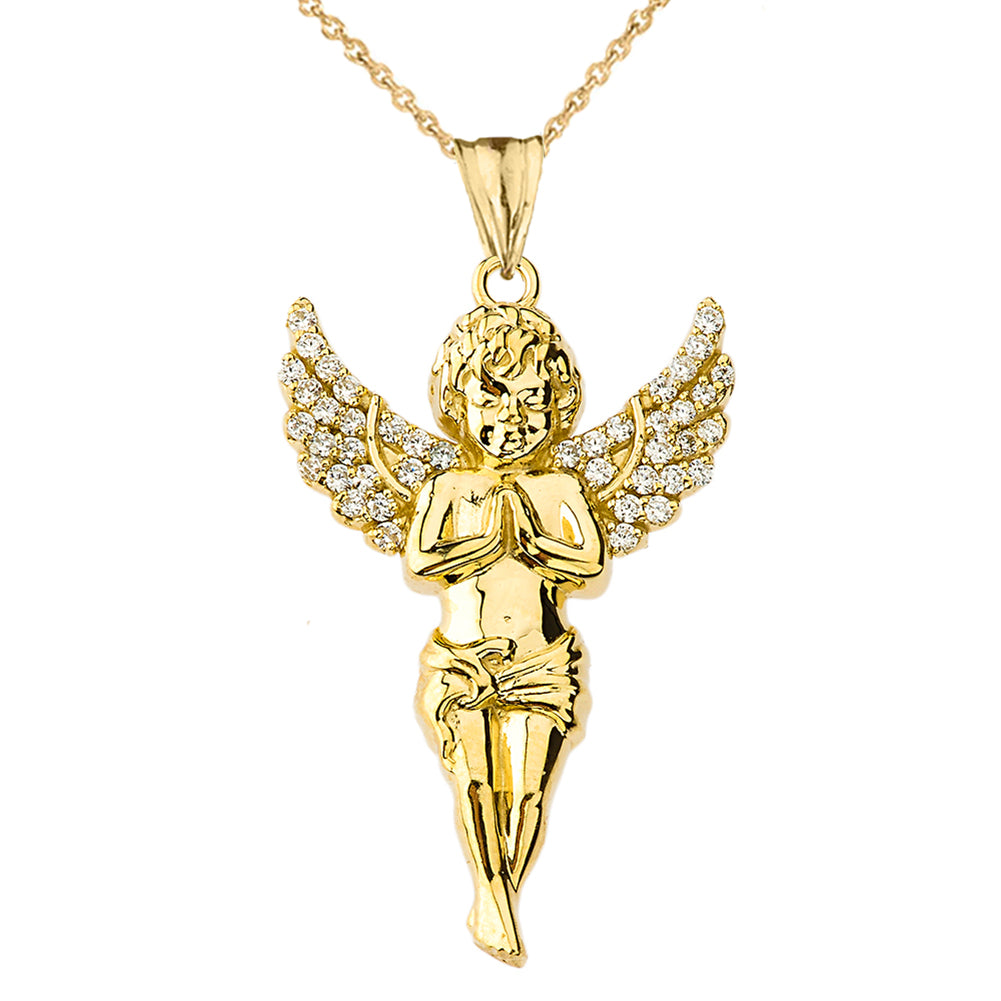 Gold Angel Diamond Pendant Necklace