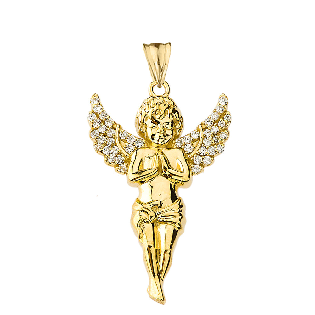 Gold Angel Diamond Pendant Necklace, view 2