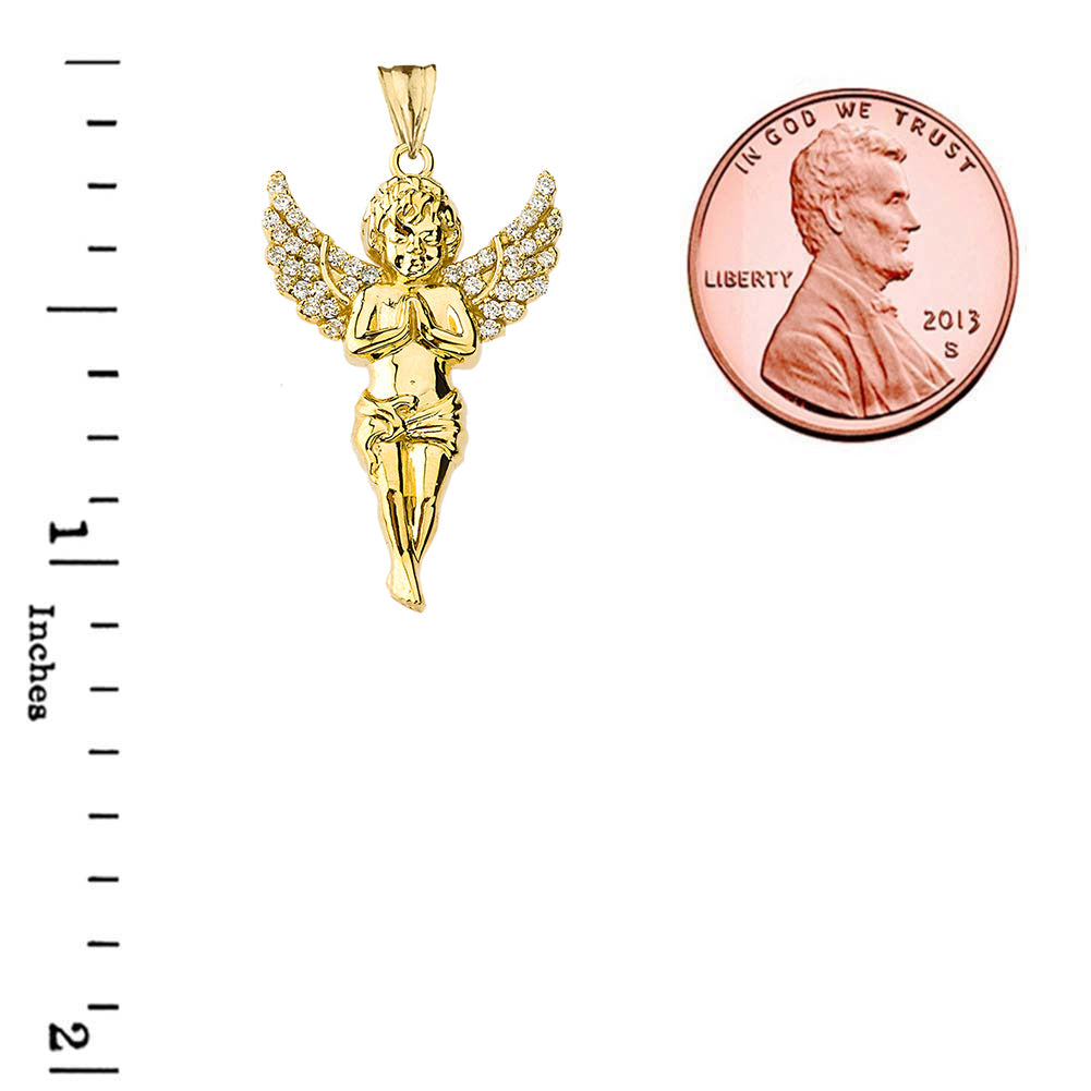 Gold Angel Diamond Pendant Necklace, view 3