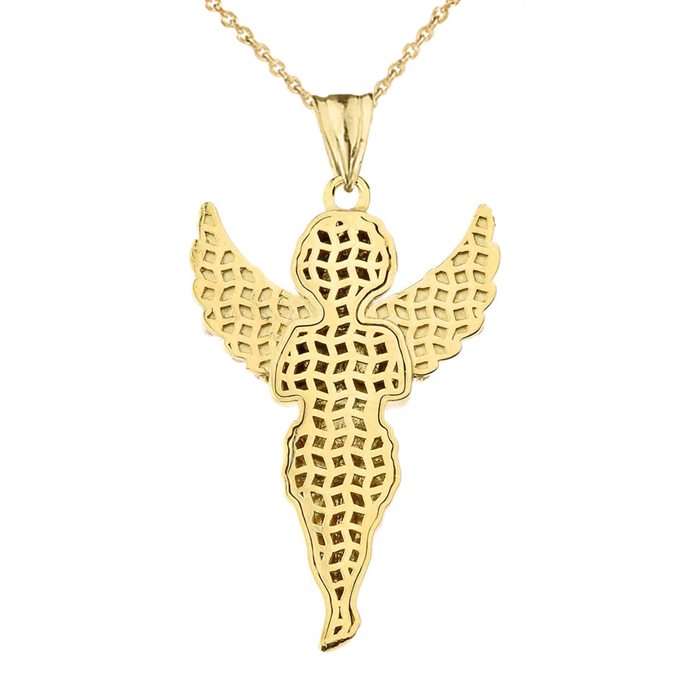 Gold Angel Diamond Pendant Necklace, view 4
