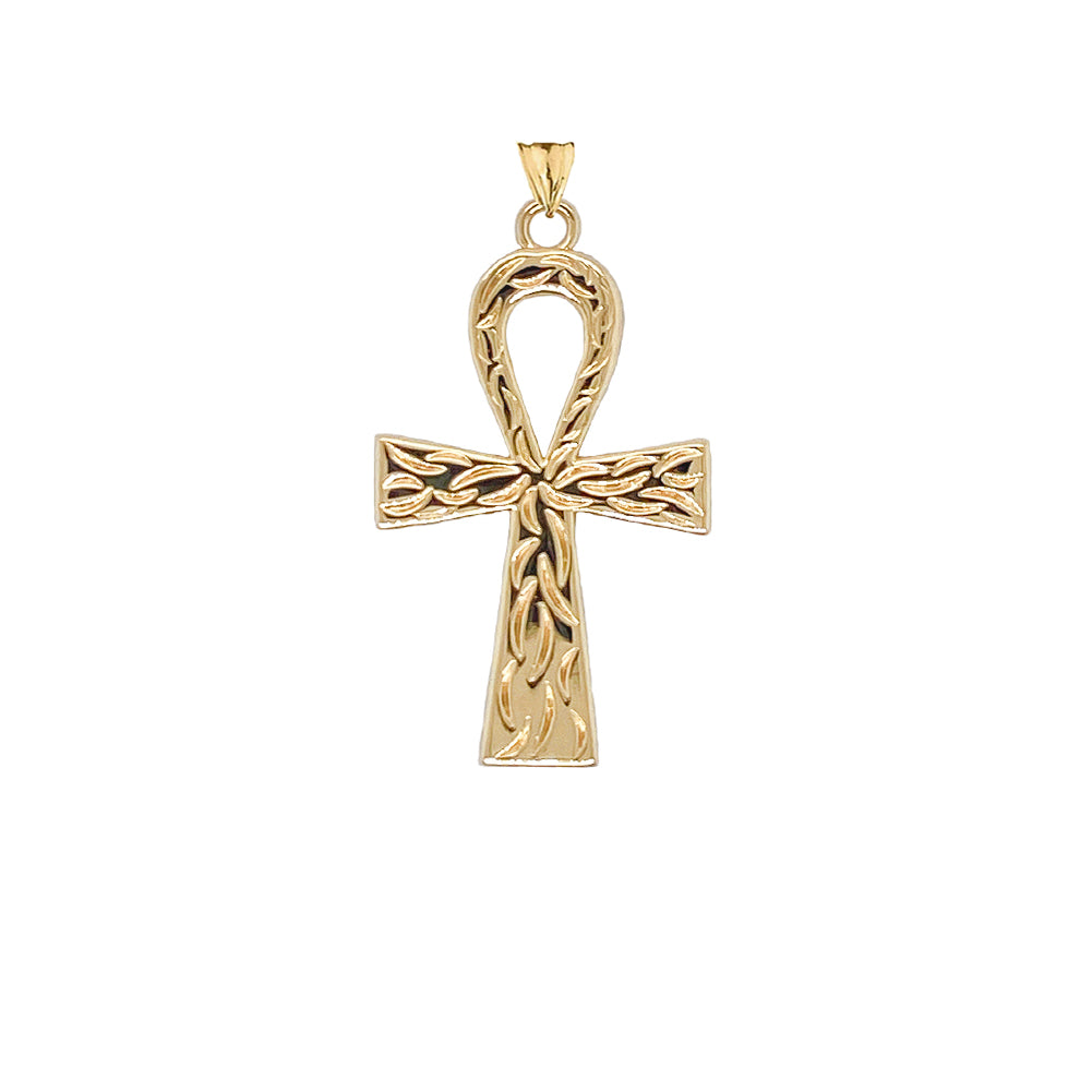 Gold Ankh Cross Charm Pendant Necklace (Large), view 2