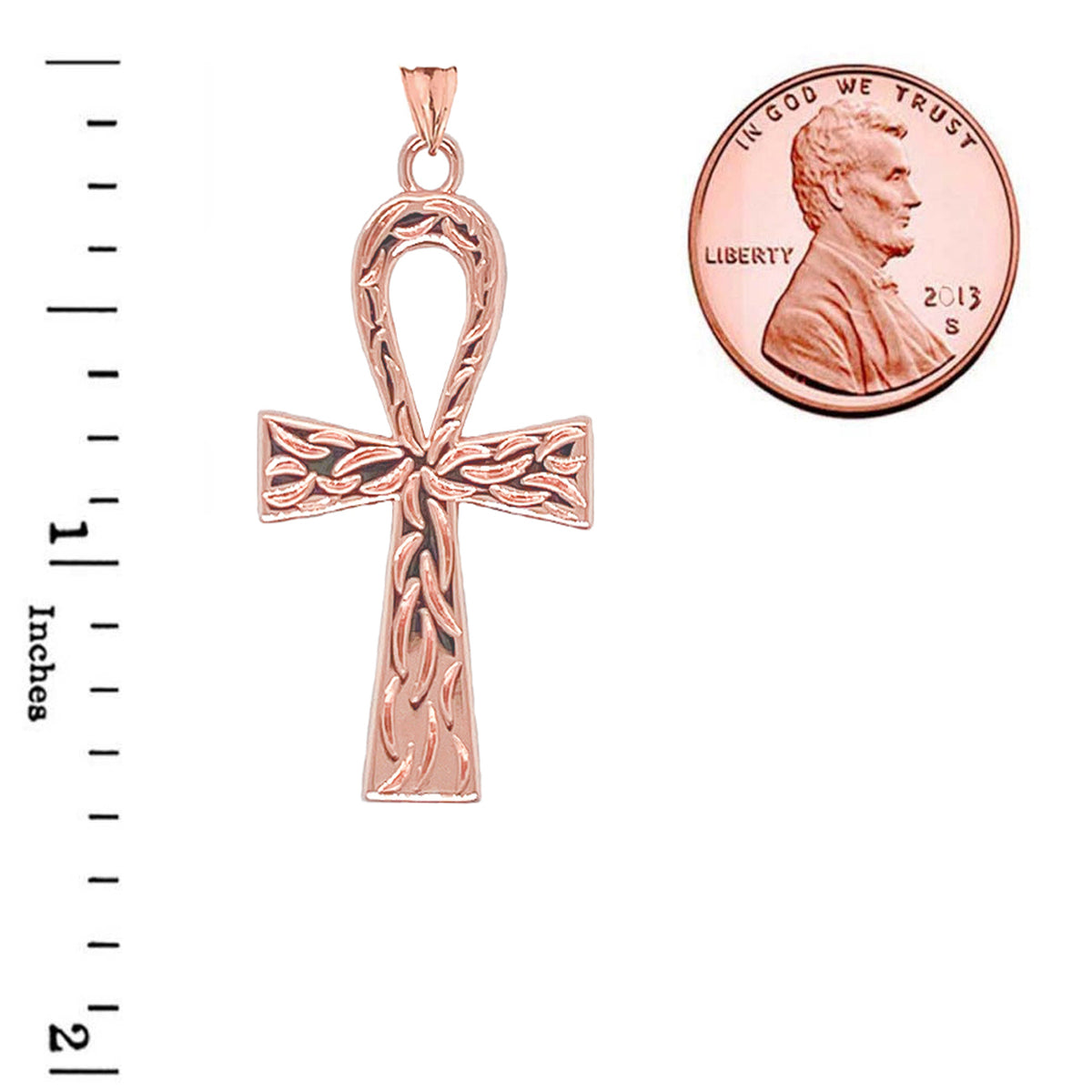 Gold Ankh Cross Charm Pendant Necklace (Large), view 6