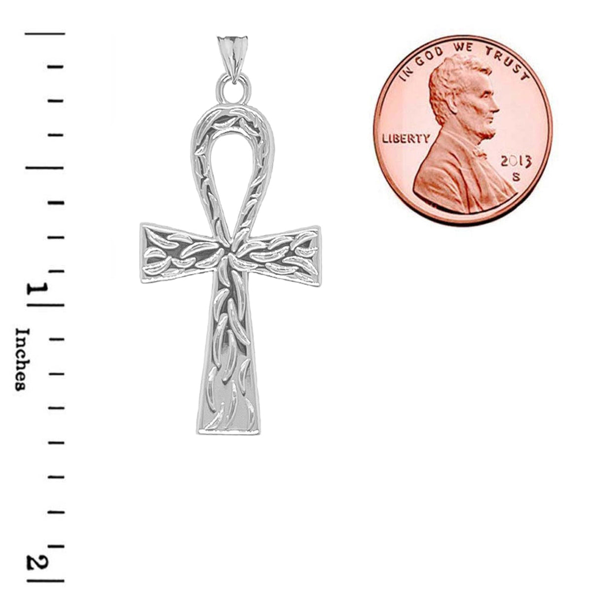 Gold Ankh Cross Charm Pendant Necklace (Large), view 9