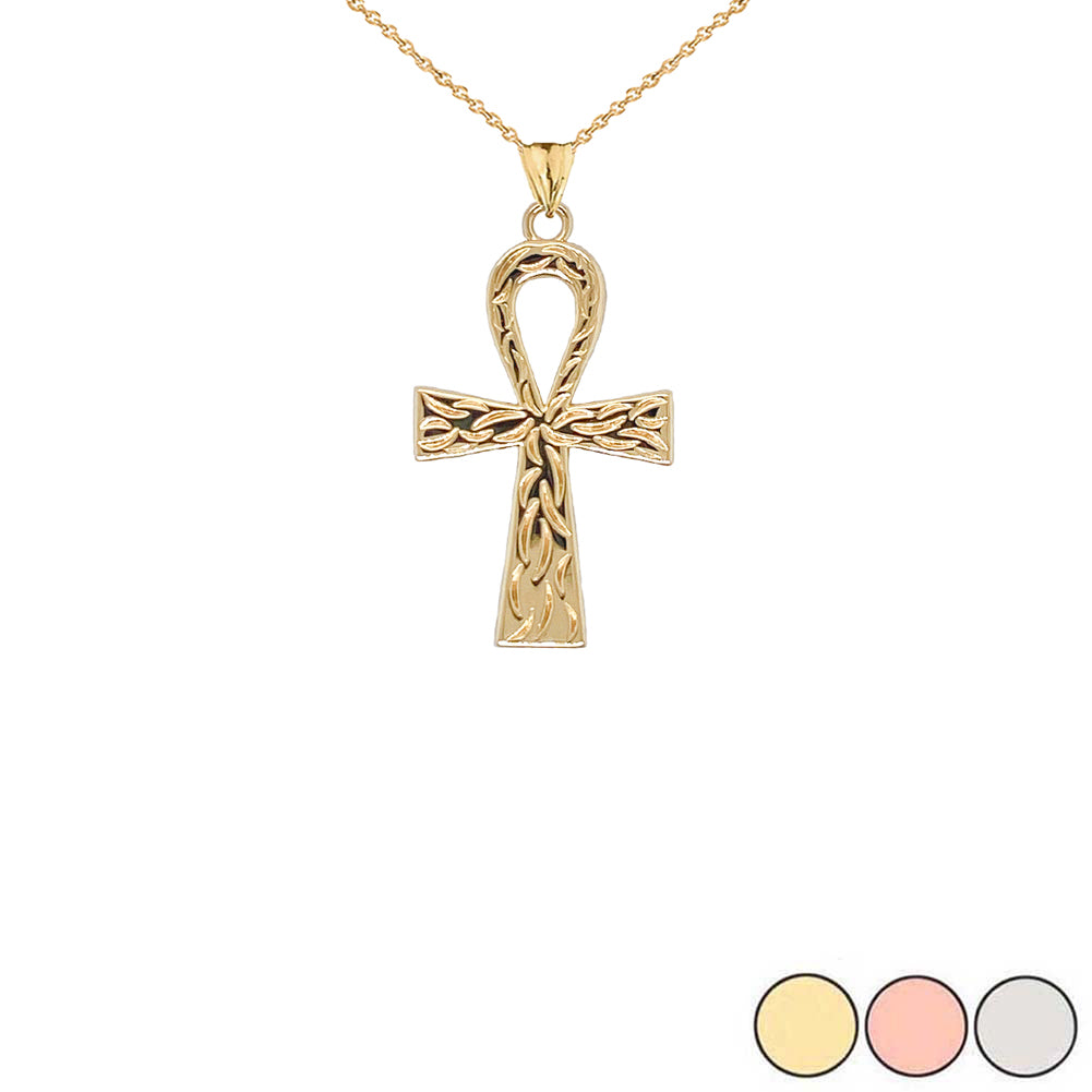 Gold Ankh Cross Charm Pendant Necklace (Small)