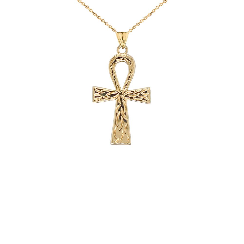 Gold Ankh Cross Charm Pendant Necklace (Small), view 2