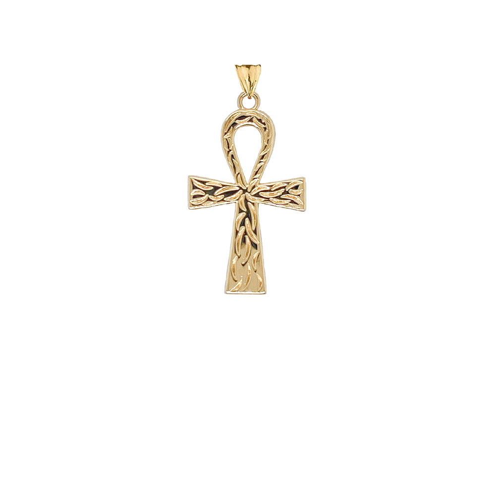 Gold Ankh Cross Charm Pendant Necklace (Small), view 3