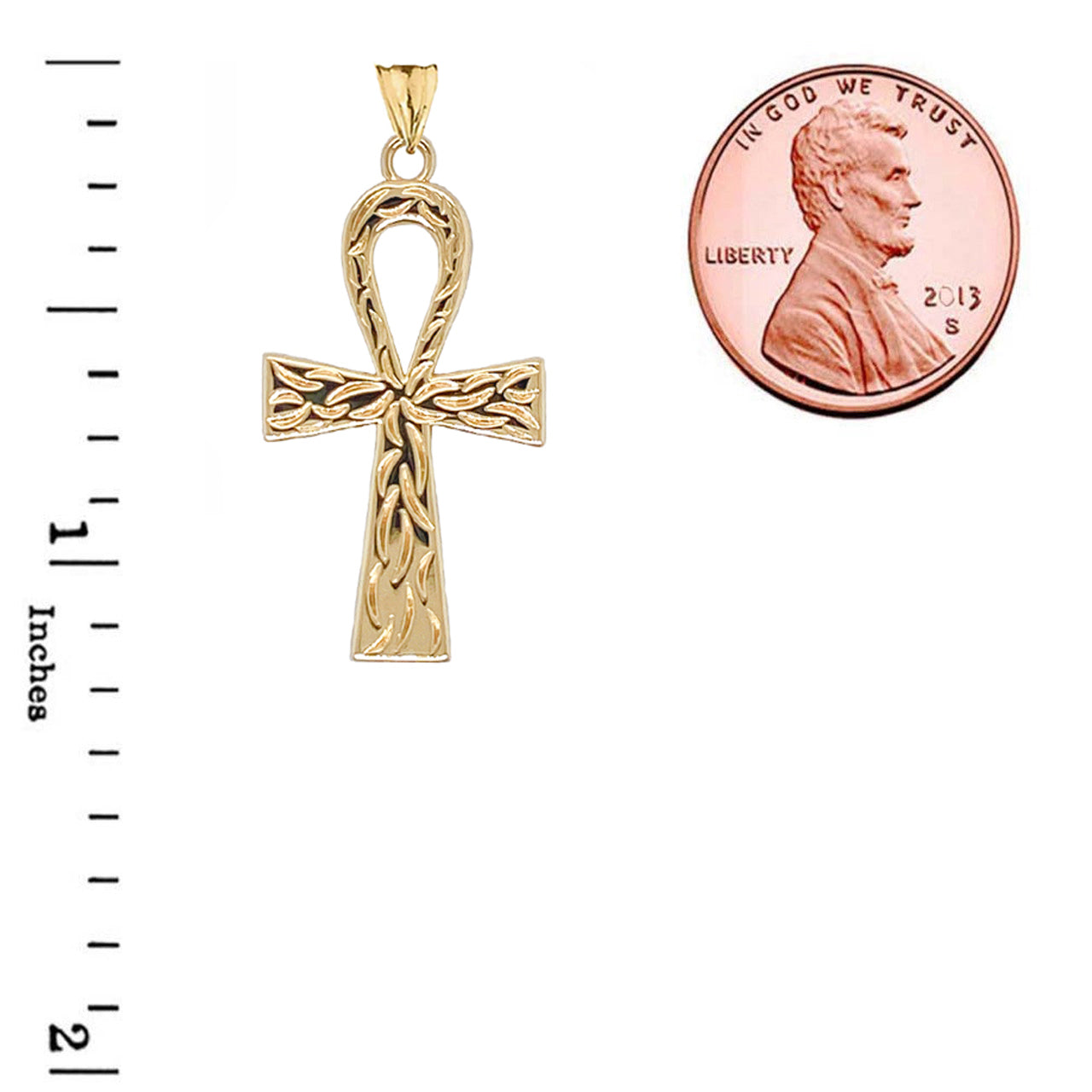 Gold Ankh Cross Charm Pendant Necklace (Small), view 8